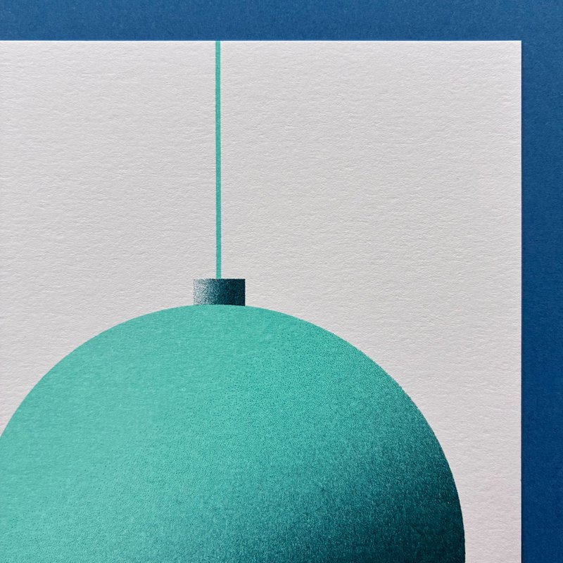Postal Riso, Tarjeta navideña, Degradado Navidad No.5, risografía, DIN A6