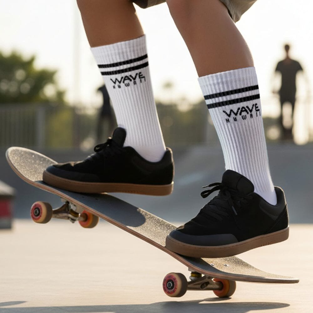 Bomuld Crew Socks Stripes + Logo hvid