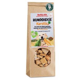 Carrot-flavored dog treats made with natural ingredients. Crunchy texture and appealing shape for dogs to enjoy.