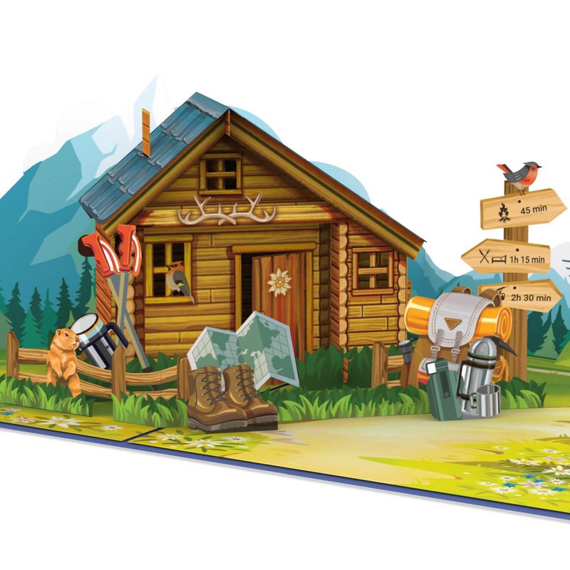 Mountain hut pop-up card