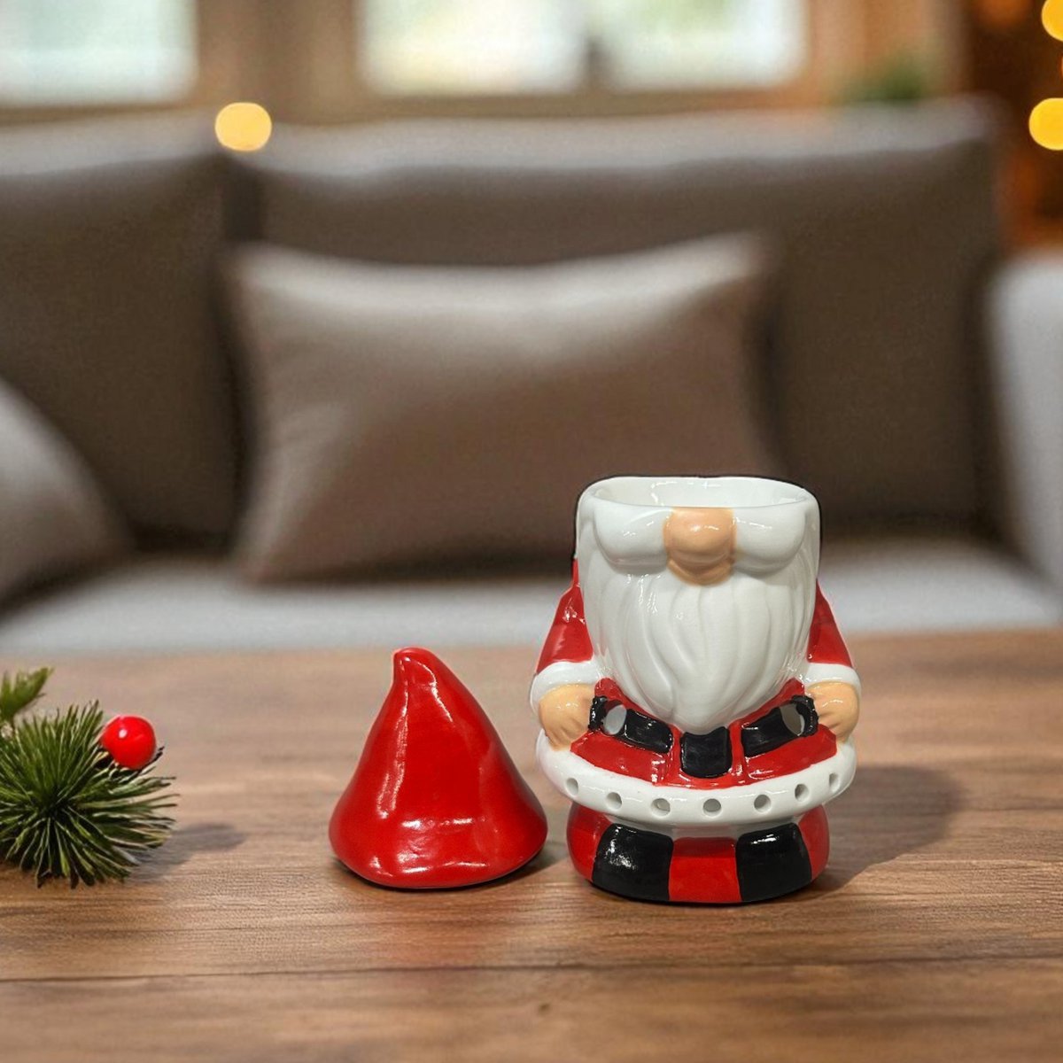 Burnt-Santa Claus Ceramic Santa Claus-Essentialöle, Wachse & Parfums-16 cm-artisanale Weihnachtsdekoration Festive Atmosphäre und Kokonation