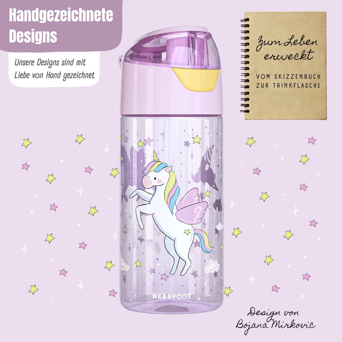 Children's water bottle, light water bottle - unicorn