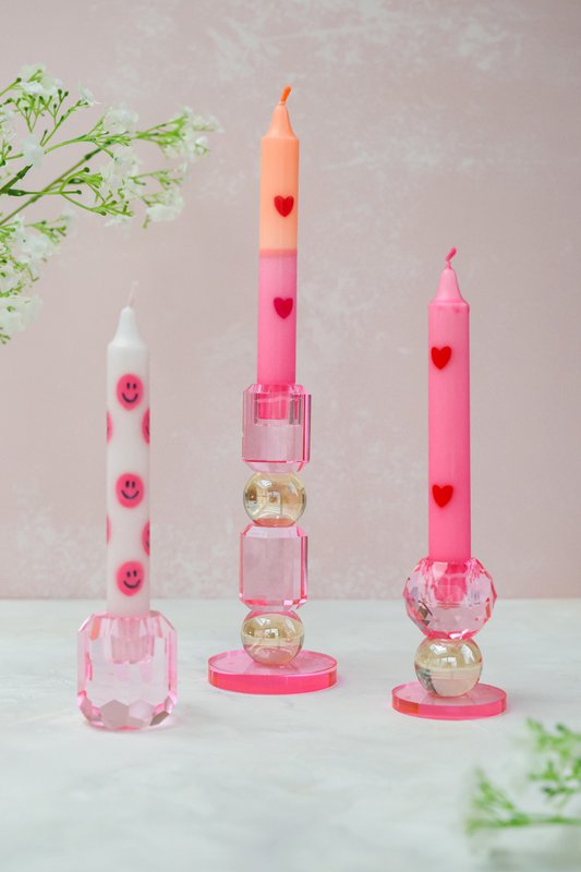 Diner Kaars Smiley Pink - Set of 5