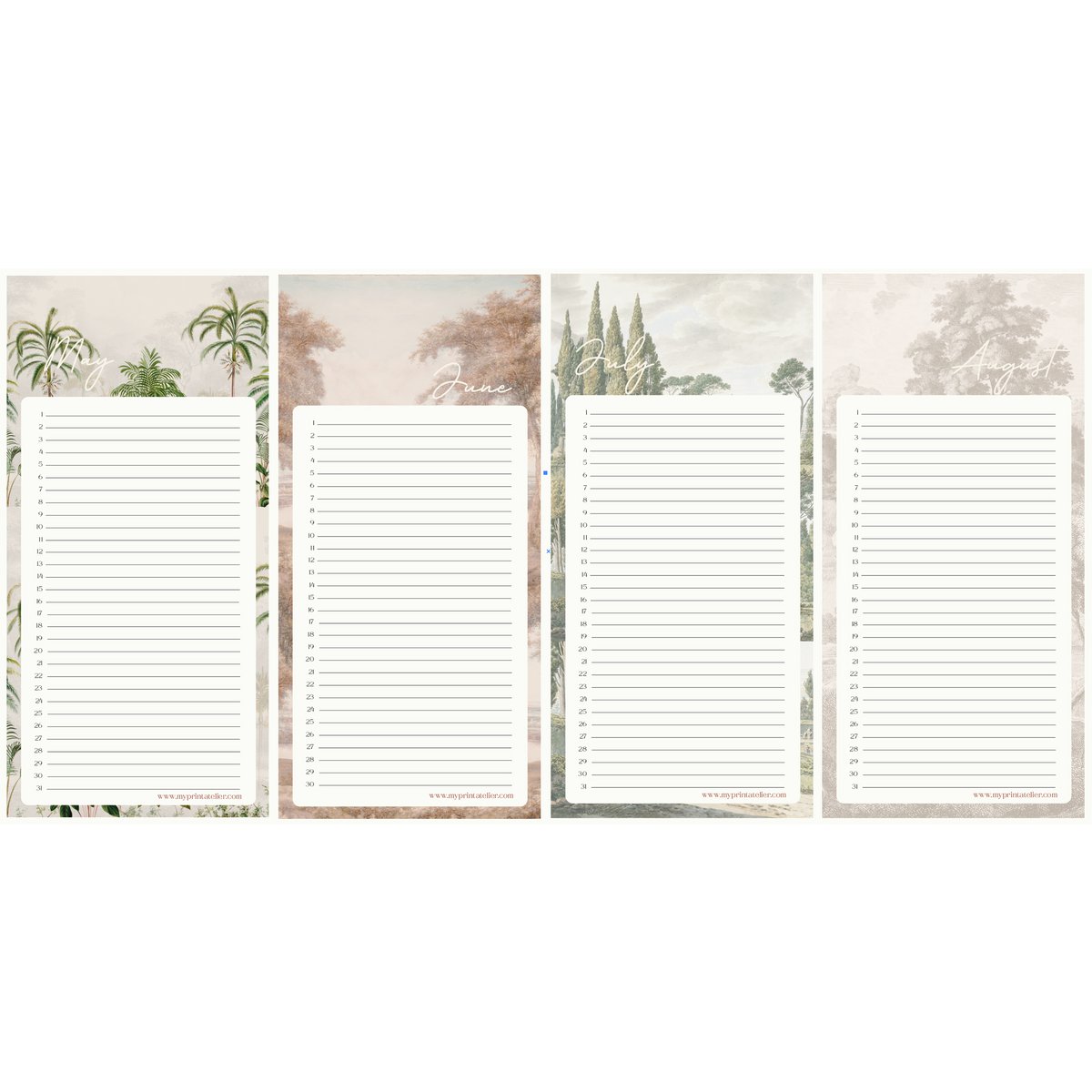 Birthday Calendar Signature Landscapes - Annet Weelink Design Landscapes - 14x29.7cm - Perpetual Calendar - Premium Paper