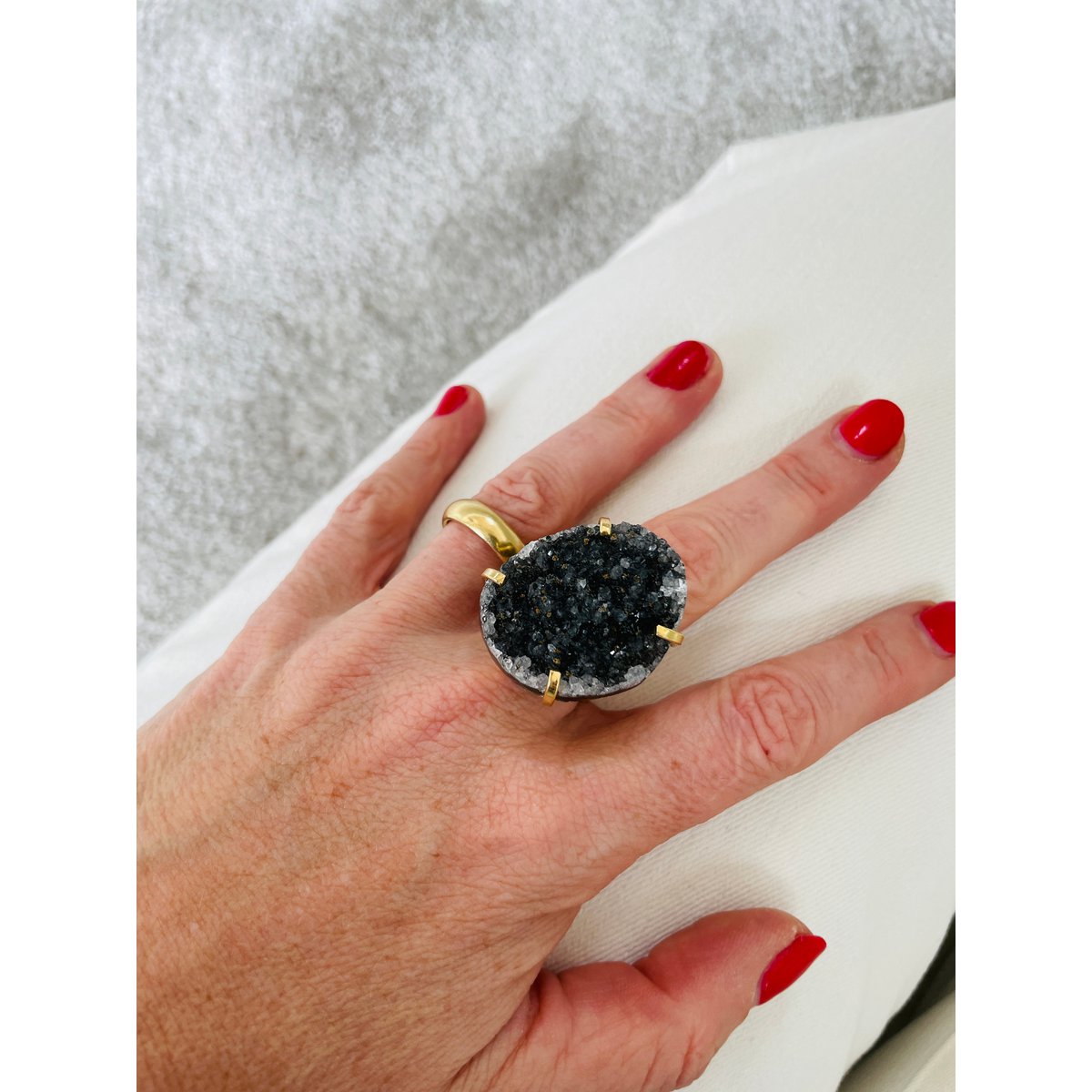 Ring Amarzão Black Druzy