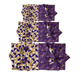 Confezione regalo Furoshiki Confezione regalo in tessuto con lune dorate e diamanti prugna - Doppia faccia (reversibile)