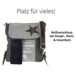Sunsa Damen Umhängetasche. Handtasche aus Canvas ( Segeltuch) & Leder. Schultertasche in Vintage Stil. Große Crossbody Tasche für Frauen.