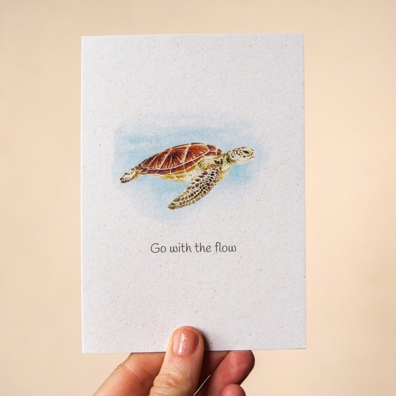 Cute 'Go with the flow' Turtle Greeting Card