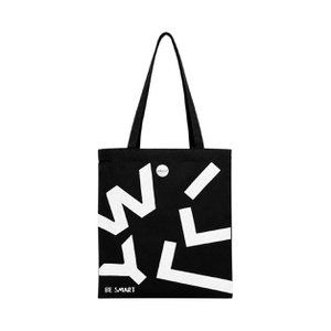 Schwarze Canvas-Einkaufstasche – auffälliger grafischer Slogan-Druck