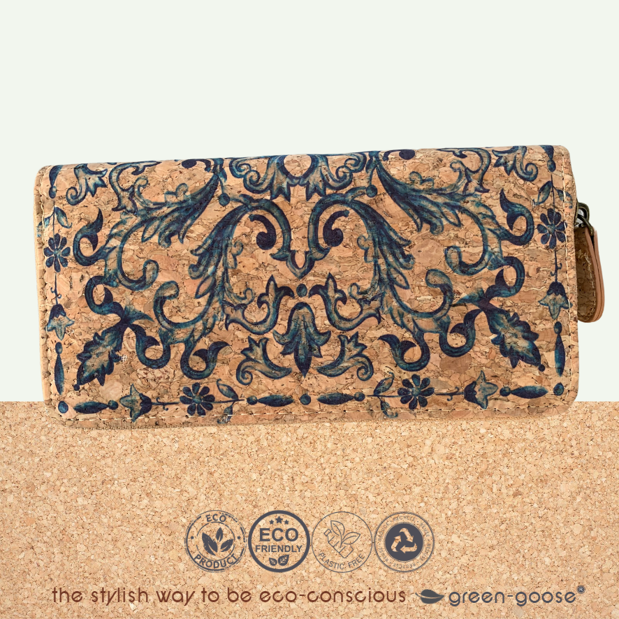 green-goose Portefeuille Femme Cork - Bleu Delft
