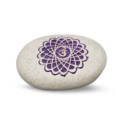 Pebble - Engraved River Stone Flower of Life purple