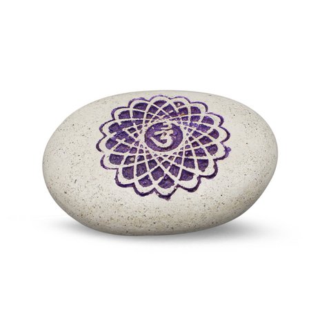 Pebble - Gravierter Flussstein Blume des Lebens lila