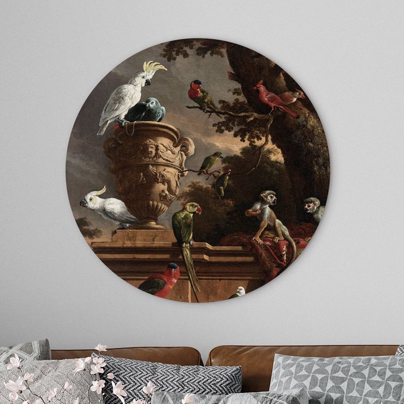 Círculo de pared La colección de fieras de Melchior d'Hondecoeter - pintura redonda - círculo de pared