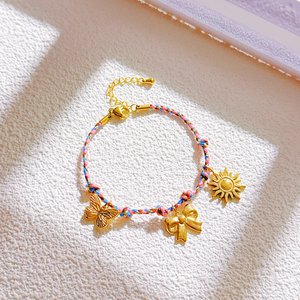 Braided bracelet braided steel charms bow tie sun trend summer