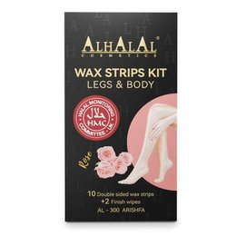  Wax strips kit for legs and body, featuring a floral design and 10 double-sided wax strips.