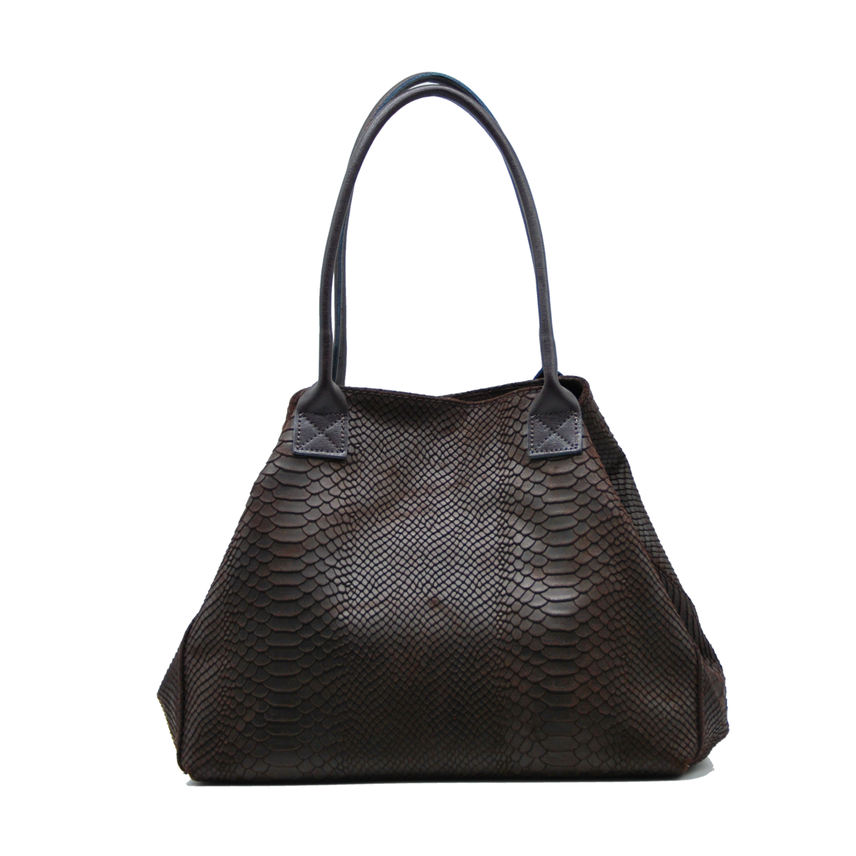 LOLA – Italian python-embossed leather bag – Chocolate