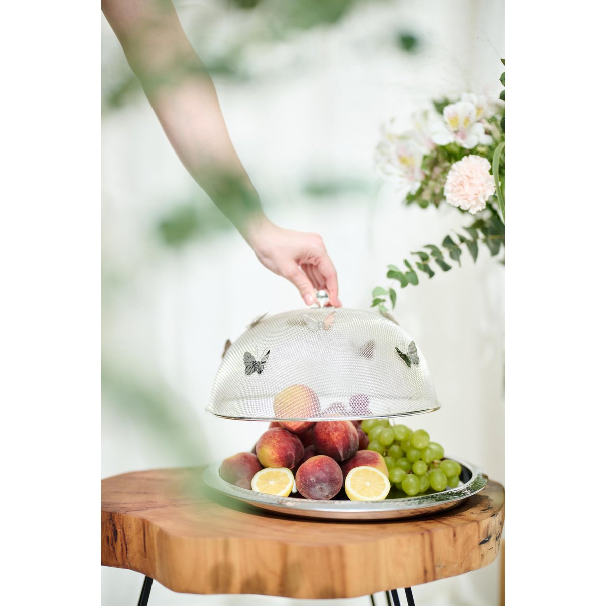 Parasol ochronny EDZARD motylek, elegancki posrebrzany, odporny na matowienie, średnica 30 cm