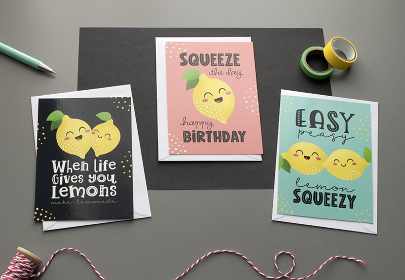 Cartolina d'auguri Kawaii Lemon // Squeeze The Day