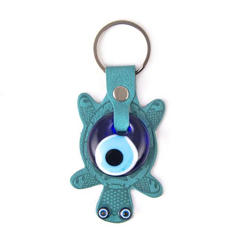 Lederen sleutelhanger - Turtle - Turquoise - 10x5cm