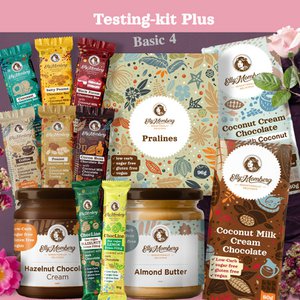 Starter Set - GOURMET with pralines, all chocolate bars, 2 bars of chocolate + our spreads, sugar free, vegan, gluten free