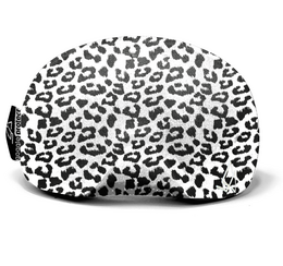 Kids sunglasses with leopard print pattern. Durable plastic frame in black and white leopard design. Provides UV protection for young eyes.
