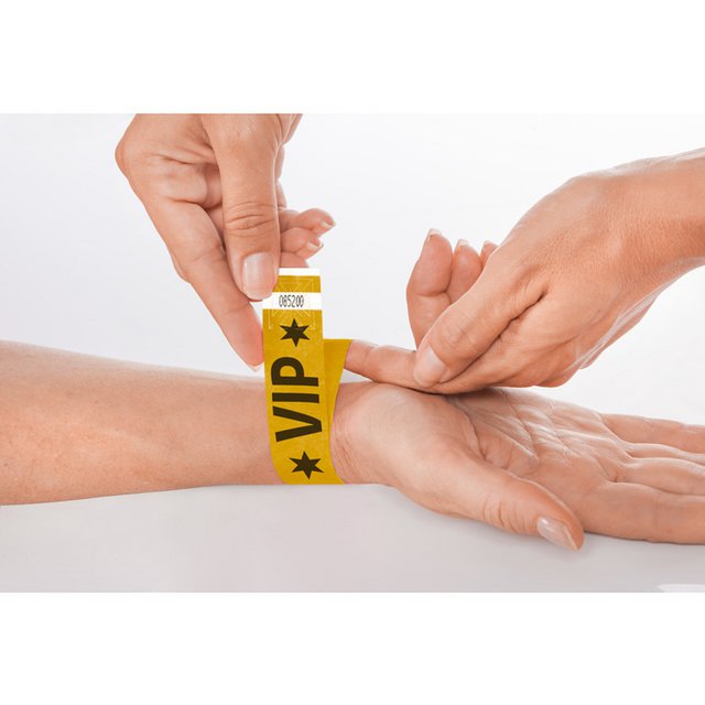 Braccialetti per eventi Sigel super soft 255x25mm oro con stampa VIP 120 pz
