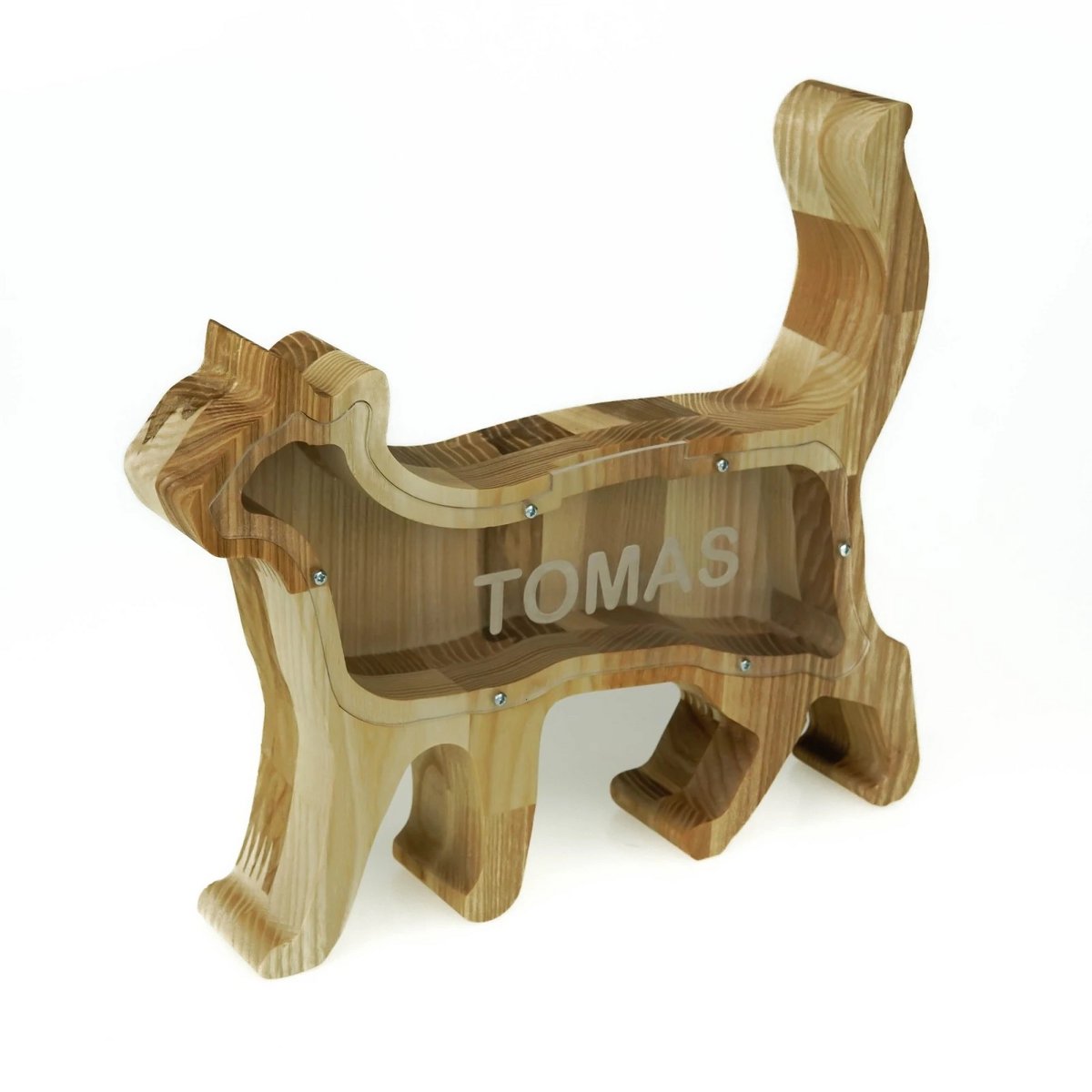 Personalized Wooden Piggy Bank Cat, Con box, Money box, Money bank