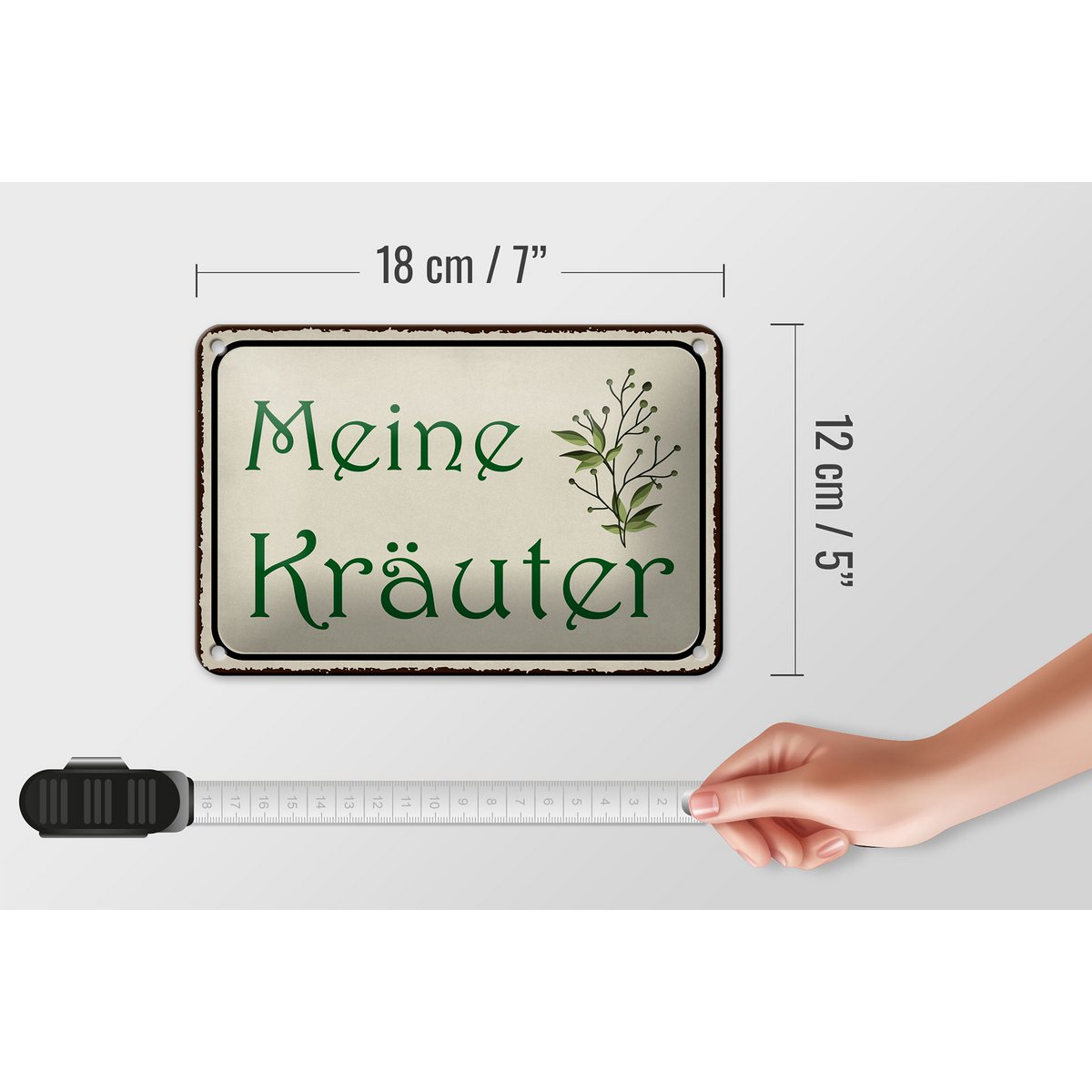 Tin sign saying 18x12cm my herbs gift decoration