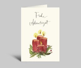 Christmas card | thick red Advent candles | Happy Advent season| Folded card