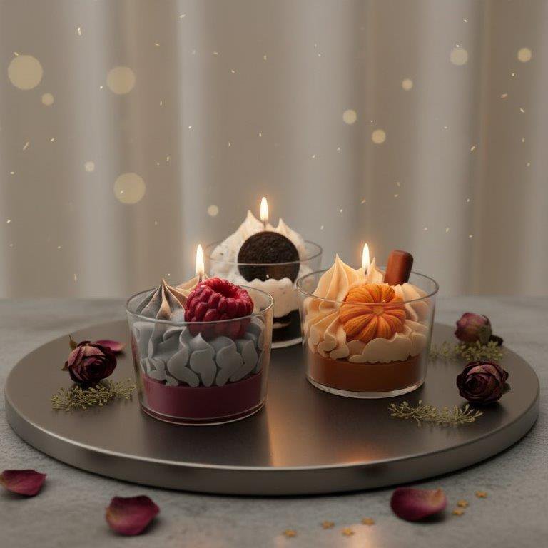 LAVURI Spicy Pumpkin Dessert Candle CUP, cinnamon scent handmade bio vegan soy wax - Duftkerze