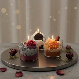 LAVURI Spicy Pumpkin Dessert Candle CUP, cinnamon scent handmade bio vegan soy wax - Duftkerze