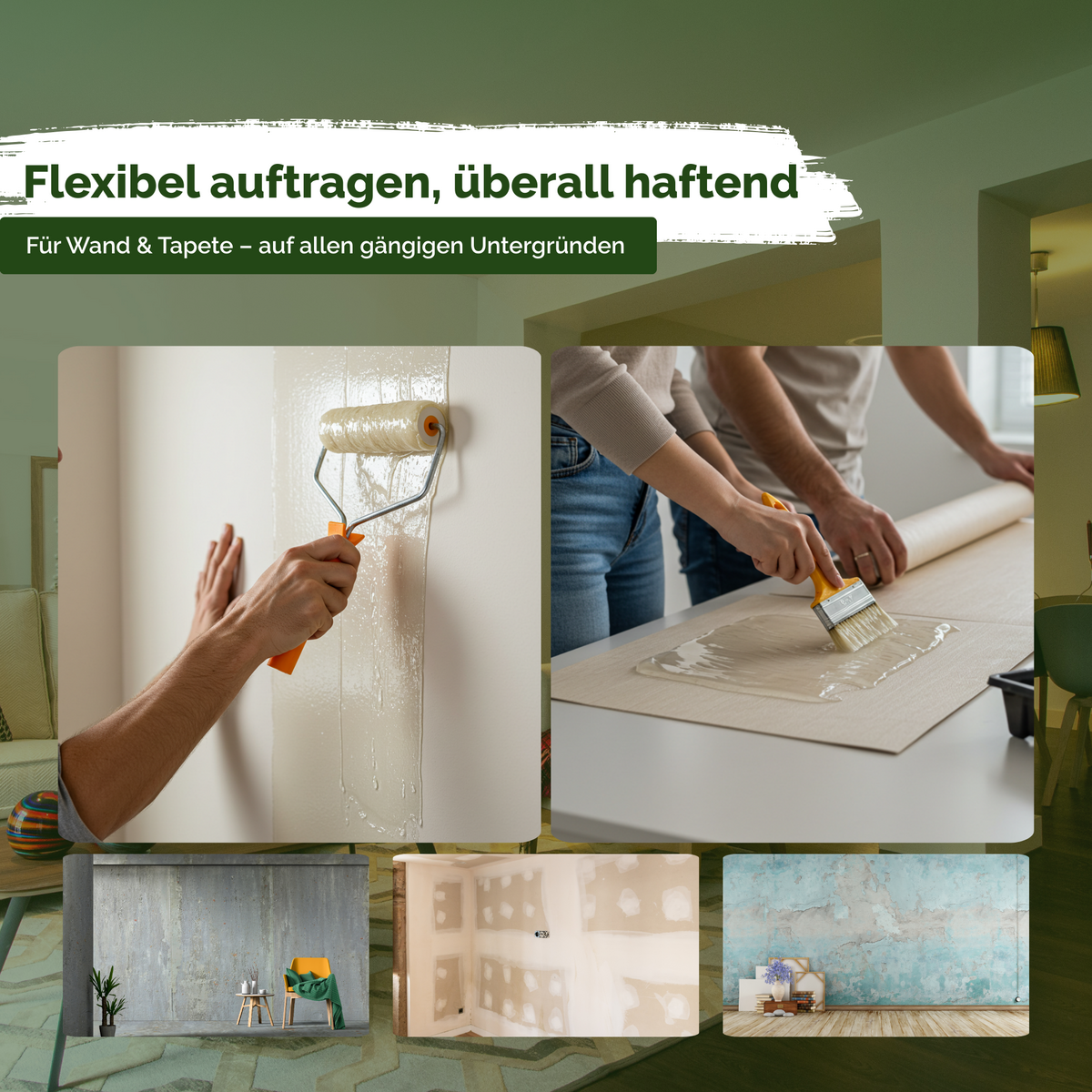 Vliestapetenkleister, Tapetenkleber – Kleister Vliestapete, gebrauchsfertig in 10 Min, STARKE KLEBKRAFT, 1 Beutel reicht für 30 m², fleckenfrei & korrigierbar