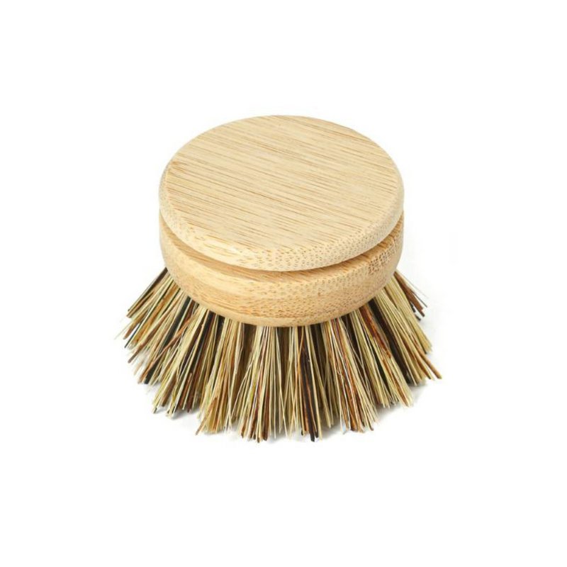 Interchangeable head for reusable bamboo dishwashing brush