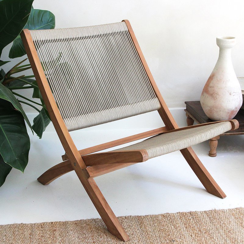 Reb folde loungestol naturlig