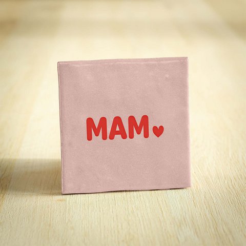 Tegeltje - Mam | Roze & Rood | 10x10cm