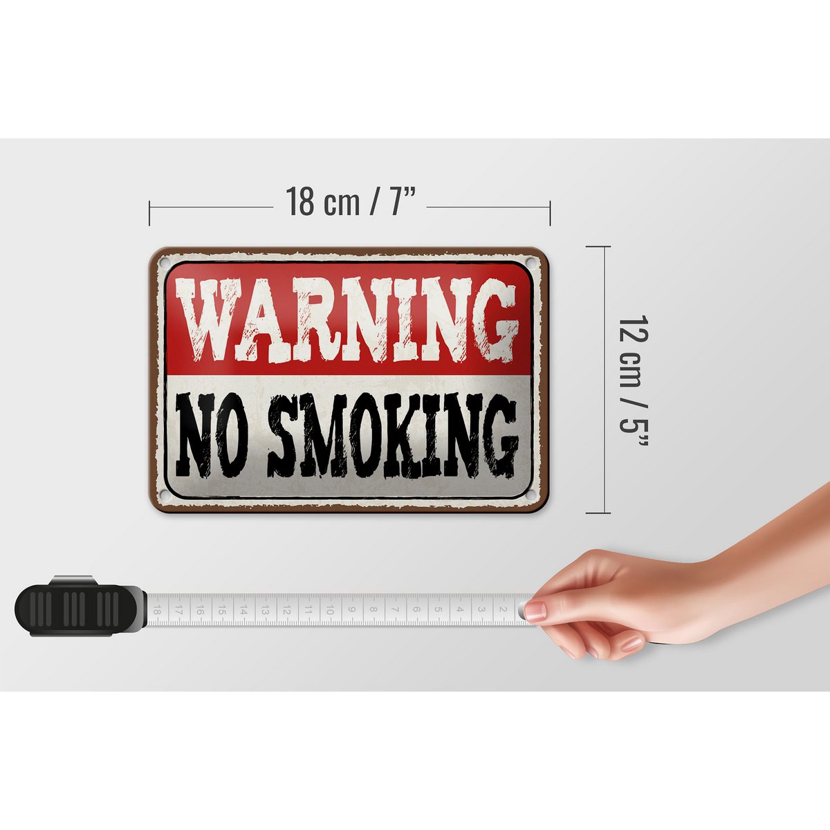 Tin sign note 18x12cm Warning no smoking decoration