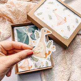 Set regalo ganso - caja regalo papeleria gansos - regalo dinero