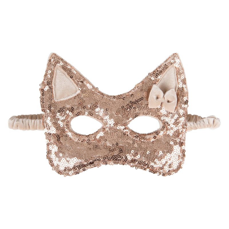 Maschera da gatto con paillettes oro rosa