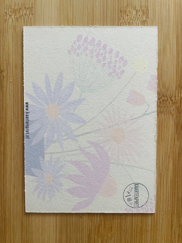 Blue vase with wild flowers cardboard card