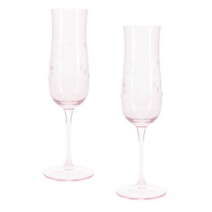 Etched star champagne glasses (set of 2) - Pink