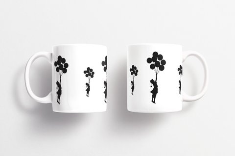 Banksy Ceramic Mug 325ml - Flying Balloons Girl