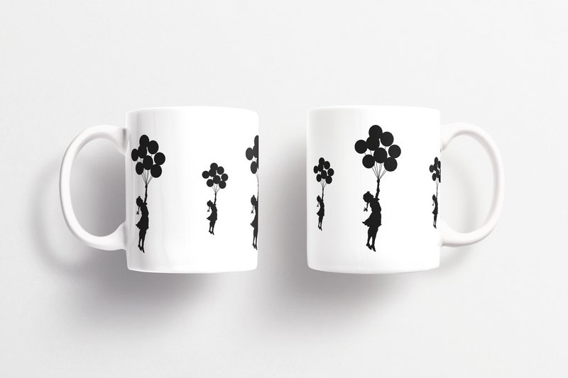 Taza Cerámica Banksy 325ml - Chica Globos Voladores