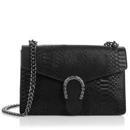Firenze Artegiani. Luce Bolso de mano Mujer.Piel auténtica Gamuza Grabado Serpiente