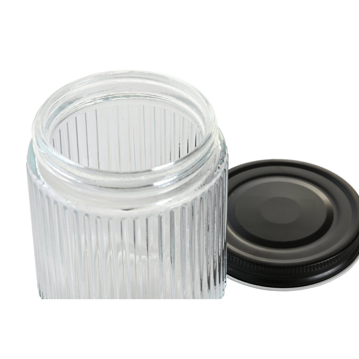 JAR SET 4 GLASS METAL 9X9X11 560ML TRANSPARENT PC205148
