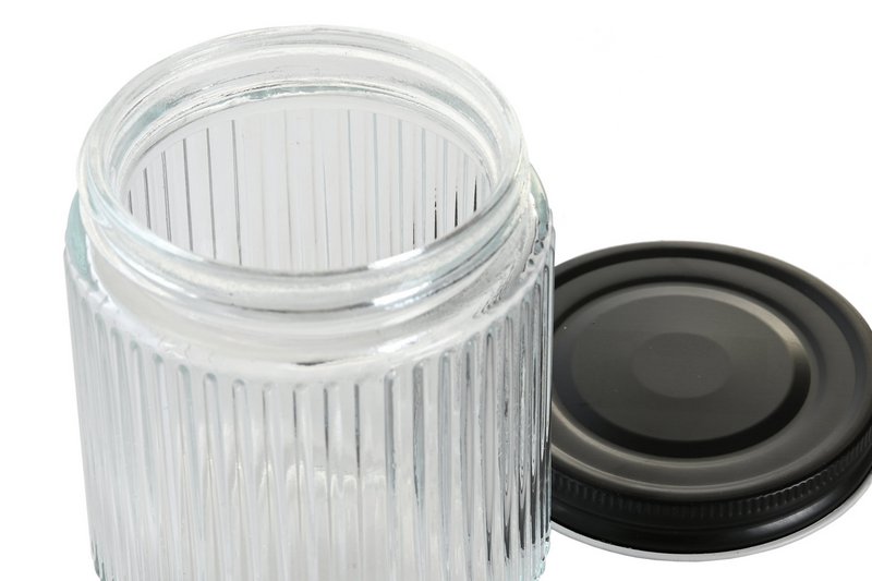 ZESTAW 4 SŁOIKÓW SZKŁO METALOWE 9X9X11 560ML PRZEZROCZYSTY PC205148