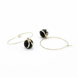 Gold Creolen - Black Ball Charm Anhänger