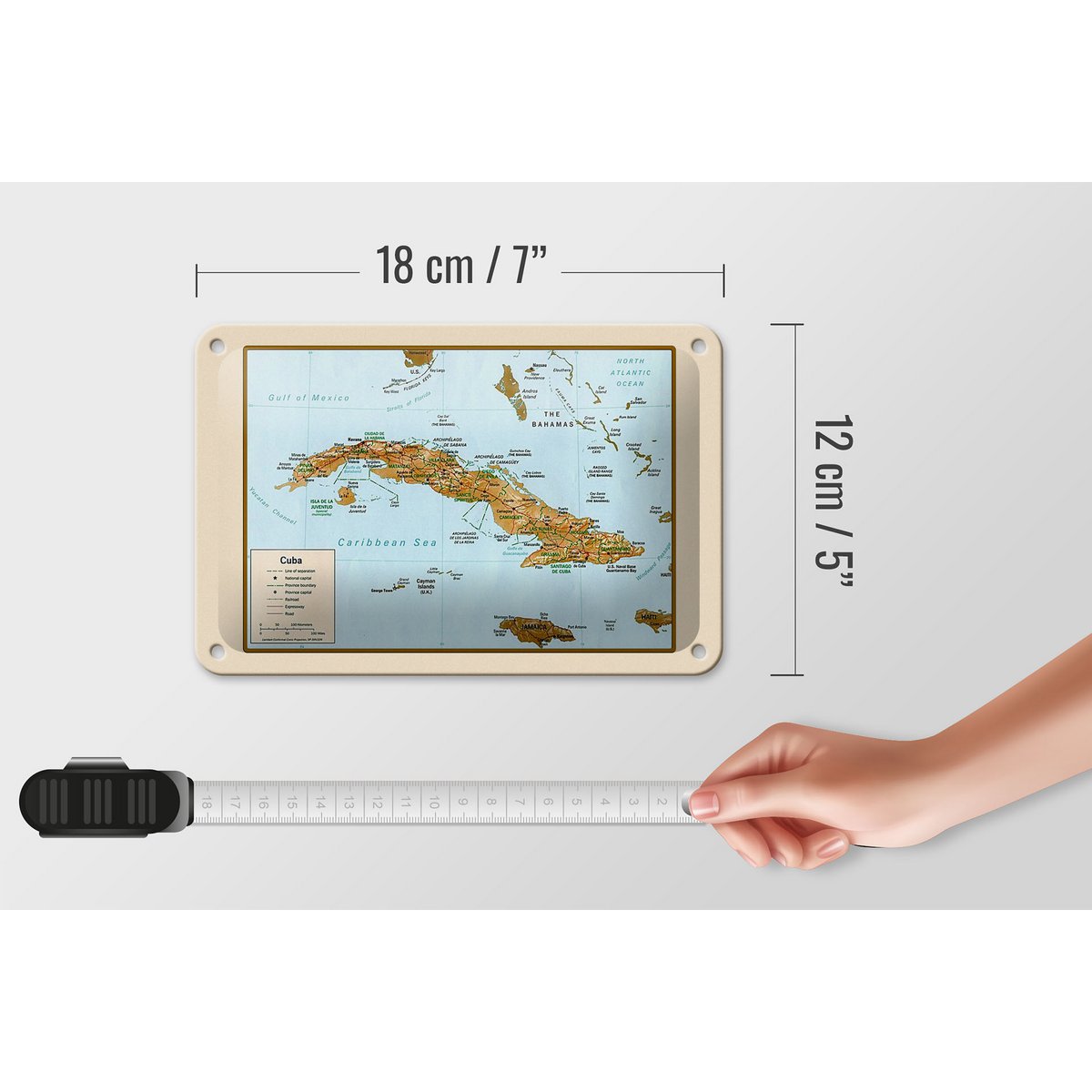 Tin sign Cuba 18x12cm map decoration