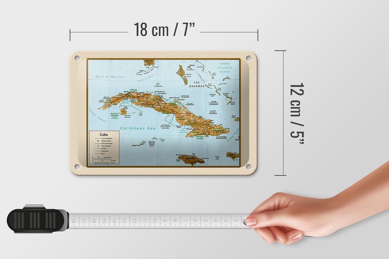 Tin sign Cuba 18x12cm map decoration