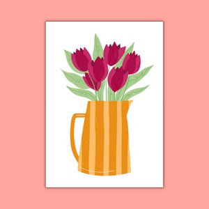 WENSKAART - Kan met tulpen
