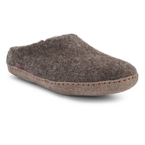 Klassischer Slipper - Filzpantoffel mit Ledersohle, braun